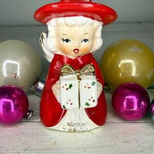 1950's FINE SR Quality Japan Vintage Christmas Angel Gift Bell With Sticker